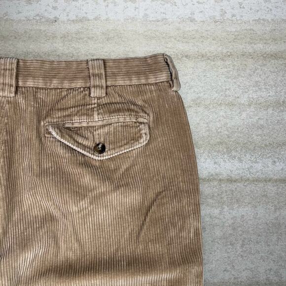 Vintage Y2K LL Bean Corduroy Pants 36x32 Baggy Wide Leg Fit Tan Flat Front - Picture 3 of 4